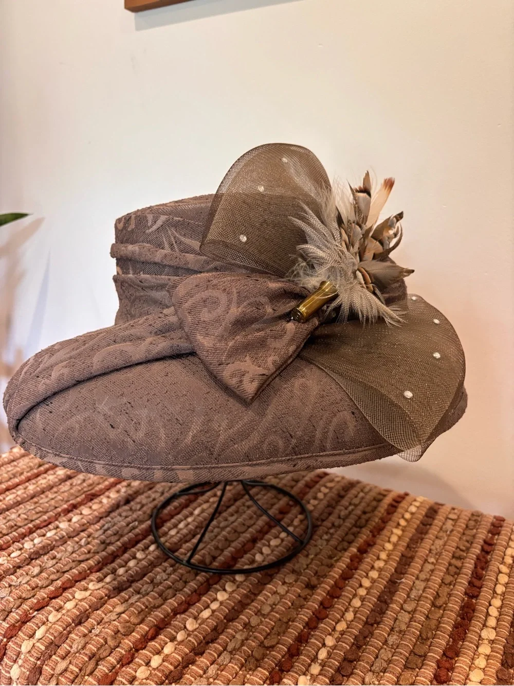 Tania Bella Premiere Collection Brown Kentucky Derby Hat Removable Hornady Pin - Picture 4 of 10